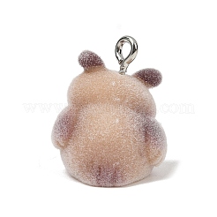 Animal Theme Flocky Opaque Resin Pendants&nbsp;RESI-H042-01P-13
