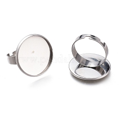 Tarnish Resistant Adjustable 304 Stainless Steel Finger Rings Components&nbsp;STAS-F149-18P-H