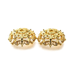 Flower Brass Clear Cubic Zirconia Bead Caps&nbsp;KK-V008-02G