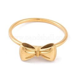 PVD Vacuum Plating 304 Stainless Steel Bowknot Finger Ring for Women&nbsp;RJEW-C086-01-G
