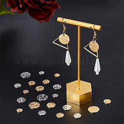 64Pcs 8 Style 304 Stainless Steel Textured Pendants&nbsp;STAS-DC0012-55