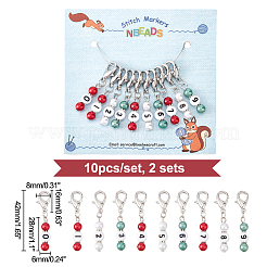 Christmas Theme Acrylic Beaded Locking Stitch Markers&nbsp;HJEW-PH01755