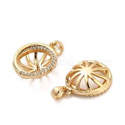 Brass Micro Pave Cubic Zirconia Round Peg Bails&nbsp;KK-NH0009-08G