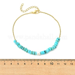 Natural Dyed Freshwater Shell Nuggets Beaded 304 Stainless Steel Cable Chain Anklets for Women&nbsp;AJEW-AN00827-02