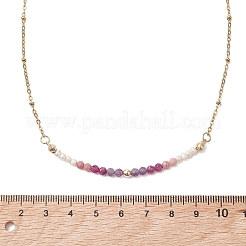 3.5MM Faceted Round Natural Amethyst & Rhodonite & Ruby and Potato Pearl Beaded Necklaces&nbsp;NJEW-JN05976-02