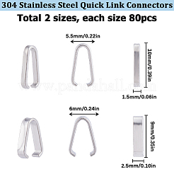 160Pcs 2 Styles 304 Stainless Steel Quick Link Connectors&nbsp;STAS-SC0005-52