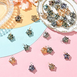 30Pcs 2 Style 5 Colors Glass Pendants&nbsp;PALLOY-YW00056