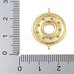 Rack Plating Brass Clear Cubic Zirconia Donut Connector Charms&nbsp;KK-A234-030G-02