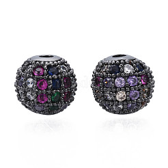 Rack Plating Brass Cubic Zirconia Beads&nbsp;ZIRC-S001-8mm-C04