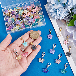 36Pcs 6 Colors Transparent Spray Painted Glass Butterfly Pendant Decorations&nbsp;HJEW-PH02253