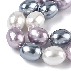 Electroplated Shell Pearl Beads Strands&nbsp;BSHE-Z010-01B