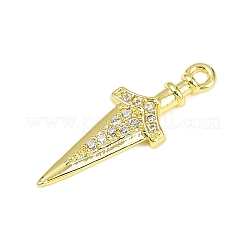 Brass Micro Pave Clear Cubic Zirconia Pendants&nbsp;KK-L238-14G