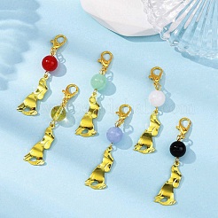 6Pcs Brass Puppy Pendant Decorations&nbsp;HJEW-JM04364