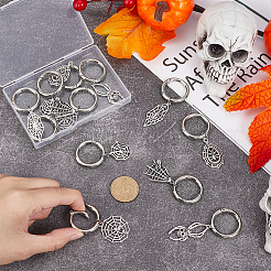 12Pcs 6 Styles Tibetan Style Alloy Spider Web & Spider Shoe Charms&nbsp;HJEW-PH02287