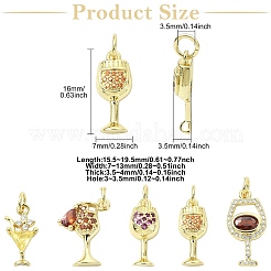 10Pcs 5 Styles Brass Micro Pave Cubic Zirconia Pendants&nbsp;KK-CJ0004-43