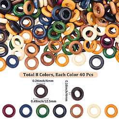 320Pcs 8 Colors Wood Linking Rings&nbsp;WOOD-SC0002-30