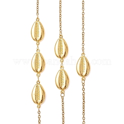 3Pcs 3 Styles Summer Beach 304 Stainless Steel Shell Shape Link Anklets for Women&nbsp;AJEW-AN00766