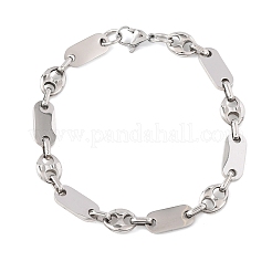 304 Stainless Steel Oval & Pig Nose Shape Link Bracelets for Women&nbsp;BJEW-F527-04P