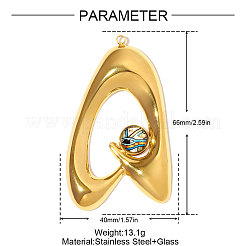 304 Stainless Steel Glass Big Pendants&nbsp;STAS-OY008-96G