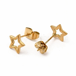 304 Stainless Steel Hollow Out Star Stud Earrings for Women&nbsp;EJEW-C004-05G