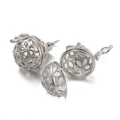 Rack Plating Brass Hollow Round Cage Pendants&nbsp;KK-P238-02P