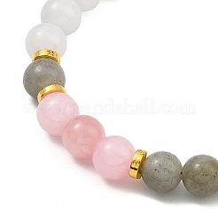 Natural Mashan Jade and White Jade and Labradorite Round Beaded Bracelets for Women&nbsp;BJEW-JB13589