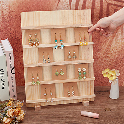 5-Tier Rectangle Wooden Earring Display Card Stands&nbsp;EDIS-WH0032-19