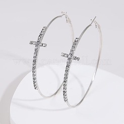 Cross Alloy Crystal Rhinestone Hoop Earrings&nbsp;FS-WG132BD-01