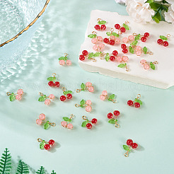 30Pcs 2 Colors Glass Pendants&nbsp;PALLOY-TAC0208