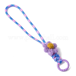 5Pcs 5 Colors Woolen Yarn Flower & Polyester Cord Pendants Decorations&nbsp;HJEW-JM04339