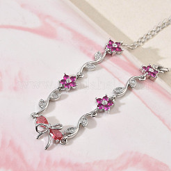 Brass Micro Pave Cubic Zirconia Link Chain Bracelets for Women&nbsp;BJEW-C156-04E-03P