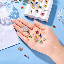 24Pcs 24 Styles Alloy Glass Cabochons&nbsp;MRMJ-TA0001-38