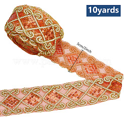 10 Yards Polyester Lace Ribbon with Paillette&nbsp;OCOR-WH0090-050A