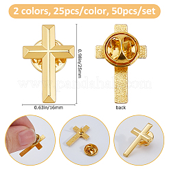 50Pcs 2 Colors Religion Corss Alloy Lapel Pin Backs&nbsp;JEWB-FH0002-49