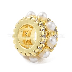 Rack Plating Brass Micro Pave Clear Cubic Zirconia European Beads&nbsp;KK-A208-09G