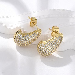 304 Stainless Steel Clear Cubic Zirconia Stud Earrings&nbsp;EJEW-D302-01G