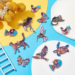 18Pcs 9 Styles Printed Alloy Pendants&nbsp;ENAM-CJ0005-30