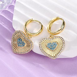 Brass Cubic Zirconia Hoop Earrings&nbsp;EJEW-Q042-02A-G