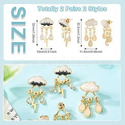 2 Pairs 2 Styles Cloud & Teardrop Alloy Enamel Stud Earrings for Women&nbsp;EJEW-TA0001-50
