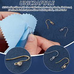 2 Colors 925 Sterling Silver with Clear Cubic Zirconia Earring Hooks&nbsp;STER-UN0001-30