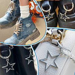 2Pcs Stainless Steel Boot Strap Chain with Alloy Star Charms&nbsp;AJEW-PH0006-35