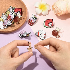 6Pcs 6 Styles Cat Enamel Pins&nbsp;JEWB-YW0001-10