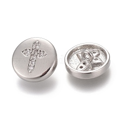 Brass Micro Pave Clear Cubic Zirconia Shank Buttons&nbsp;KK-H738-21P