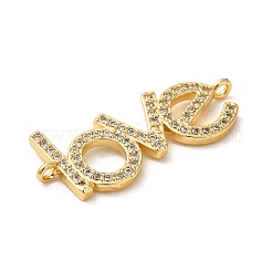 Rack Plating Brass Micro Pave Clear Cubic Zirconia Connector Charms&nbsp;KK-K377-24G