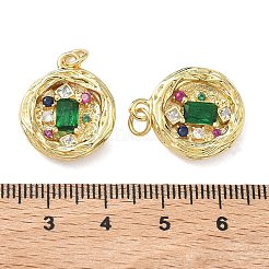 Brass Micro Pave Cubic Zirconia Pendants&nbsp;KK-F930-24B-G