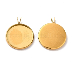 Ion Plating(IP) 304 Stainless Steel Pendant Cabochon Settings&nbsp;STAS-I069-37G-20MM