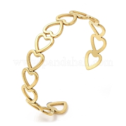 Ion Plating(IP) 304 Stainless Steel Heart Open Cuff Bangle for Women&nbsp;BJEW-L682-001G