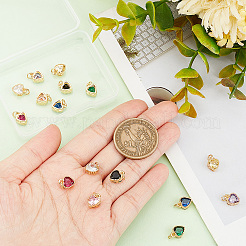 16Pcs 8 Colors Real 18K Gold Plated Brass Inlaid Cubic Zirconia Charms&nbsp;FIND-GA0002-34