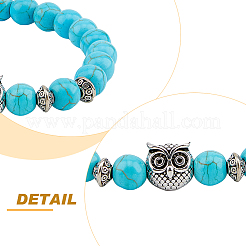 4Pcs 4 Styles Natural & Synthetic Mixed Gemstone & Glass & Alloy Owl Beaded Stretch Bracelets Set for Women&nbsp;BJEW-FI0001-04