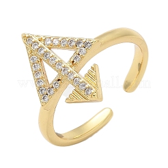 Brass Micro Pave Clear Cubic Zirconia Cuff Finger Rings for Women&nbsp;RJEW-U033-05G